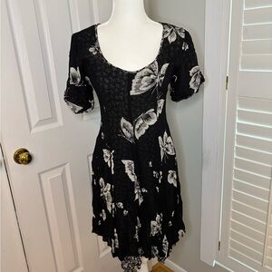 Nostalgia Brand Reversible Black and White Dress Floral and Butterflies